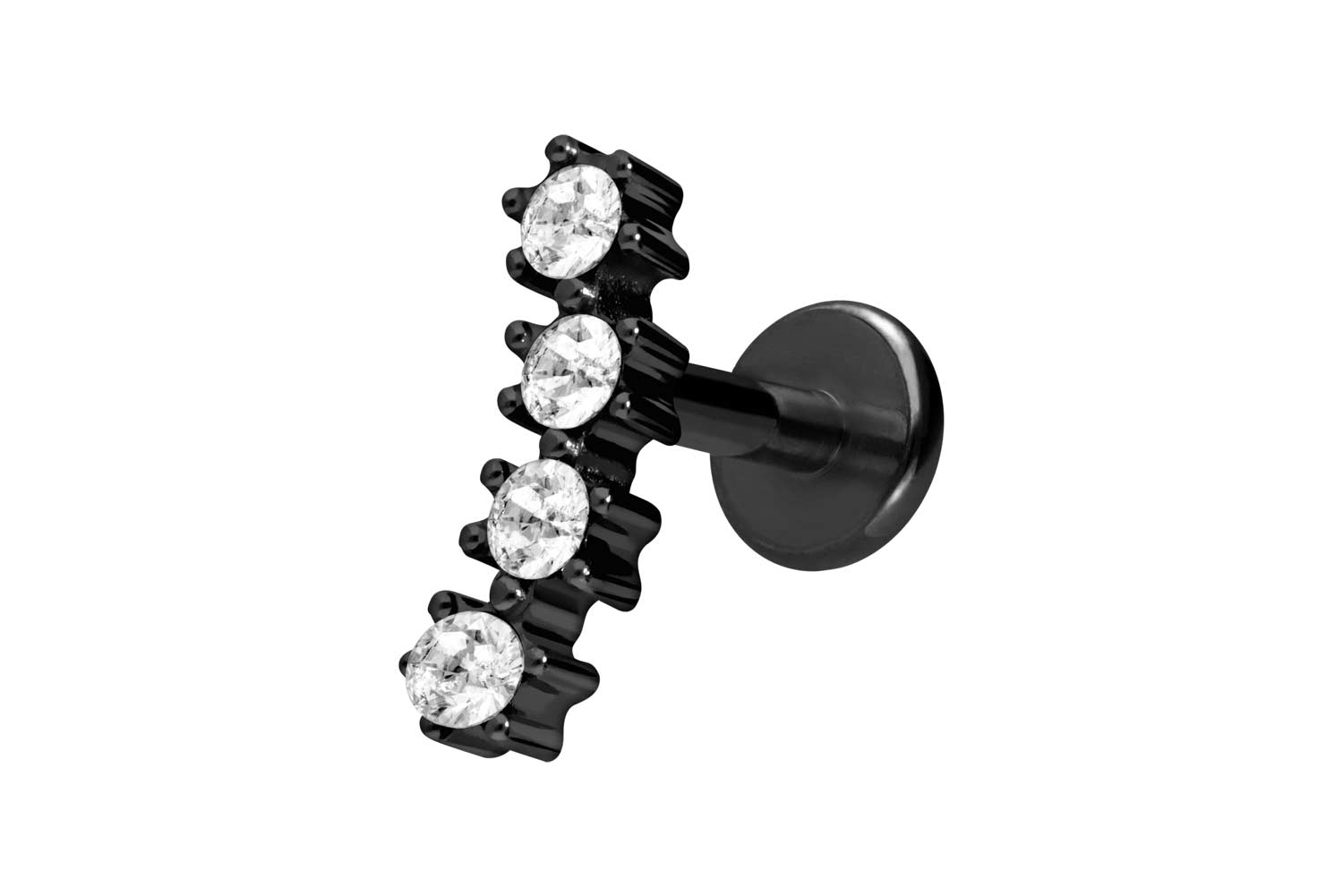 Titan Labret Piercing mit Innengewinde 4 EINGEFASSTE KRISTALLE